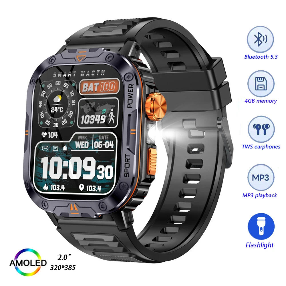 NX20 Smart Watch Men Women Local Music Playback Flashlight Wrist Watches 2.0