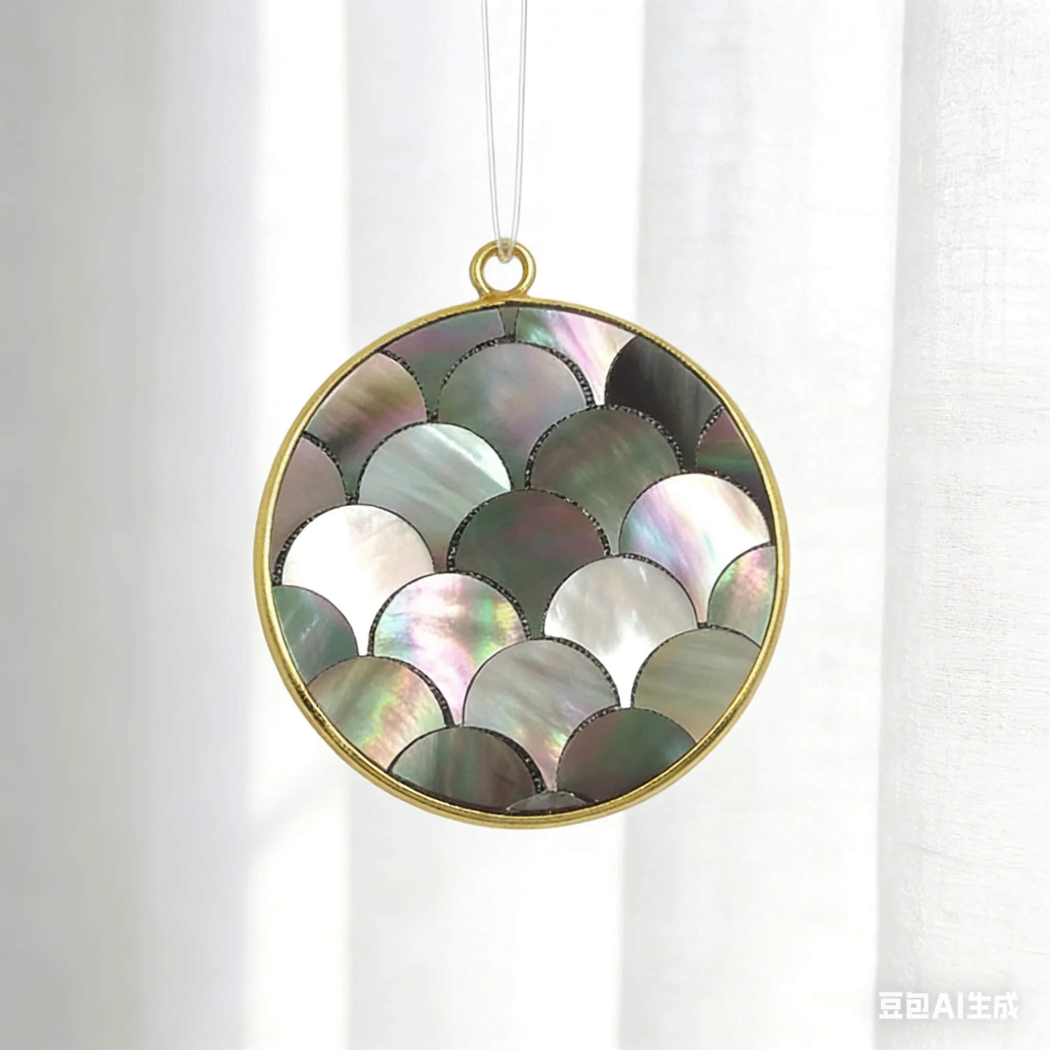 WT-JP405 New Wholesale Unique Grey Shell Reflect Smooth Pendant Jewelry Finding For Earring Or Necklace Accessory