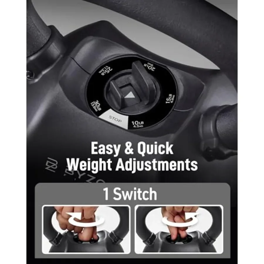 Home Gym HIIT Strength Training: Adjustable Kettlebell 30/40/50LB with Patented Quick-Change Mechanism Ergonomic Curved Handle