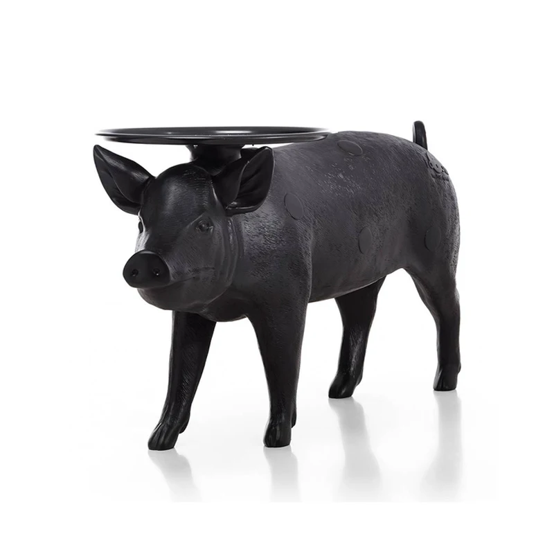 Pigtable nórdico simples criativo personalizado animal preto fibra de vidro mesa lateral lobby sala estar ornamento luz
