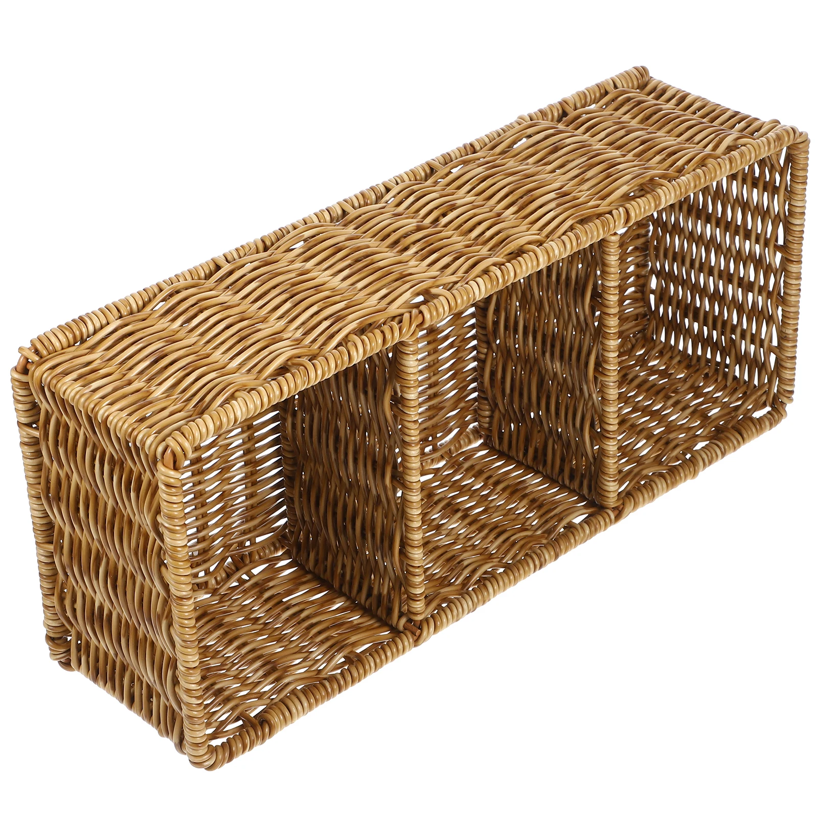

1pc Storage Basket Large Capacity Imitation Rattan Multi Function Woven Book Organizer Household Hotel Supply Decorative