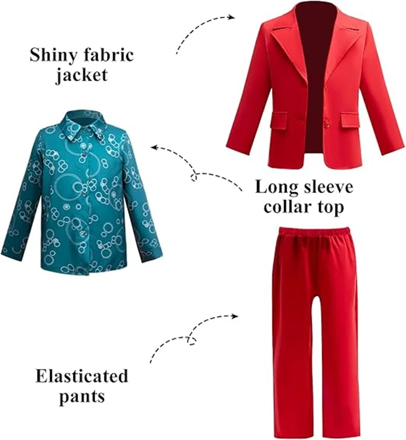 Boys Movie Joker Outfits Formal Red Suit Jacket With T-Shirt Vest Pants Sets For Halloween Christmas Birthday Party Dress Up