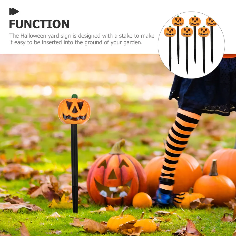 6Pcs Halloween Pumpkin Yard Signs Garden Stakes Outdoor Lawn Decoration Halloween Party Yard Decor Outside Decor