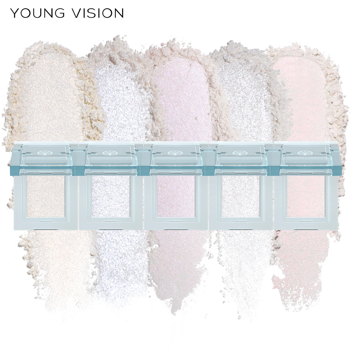 Paleta de sombras com iluminador cremoso de 5 cores - Textura de massa macia, brilho intenso e brilho, de longa duração