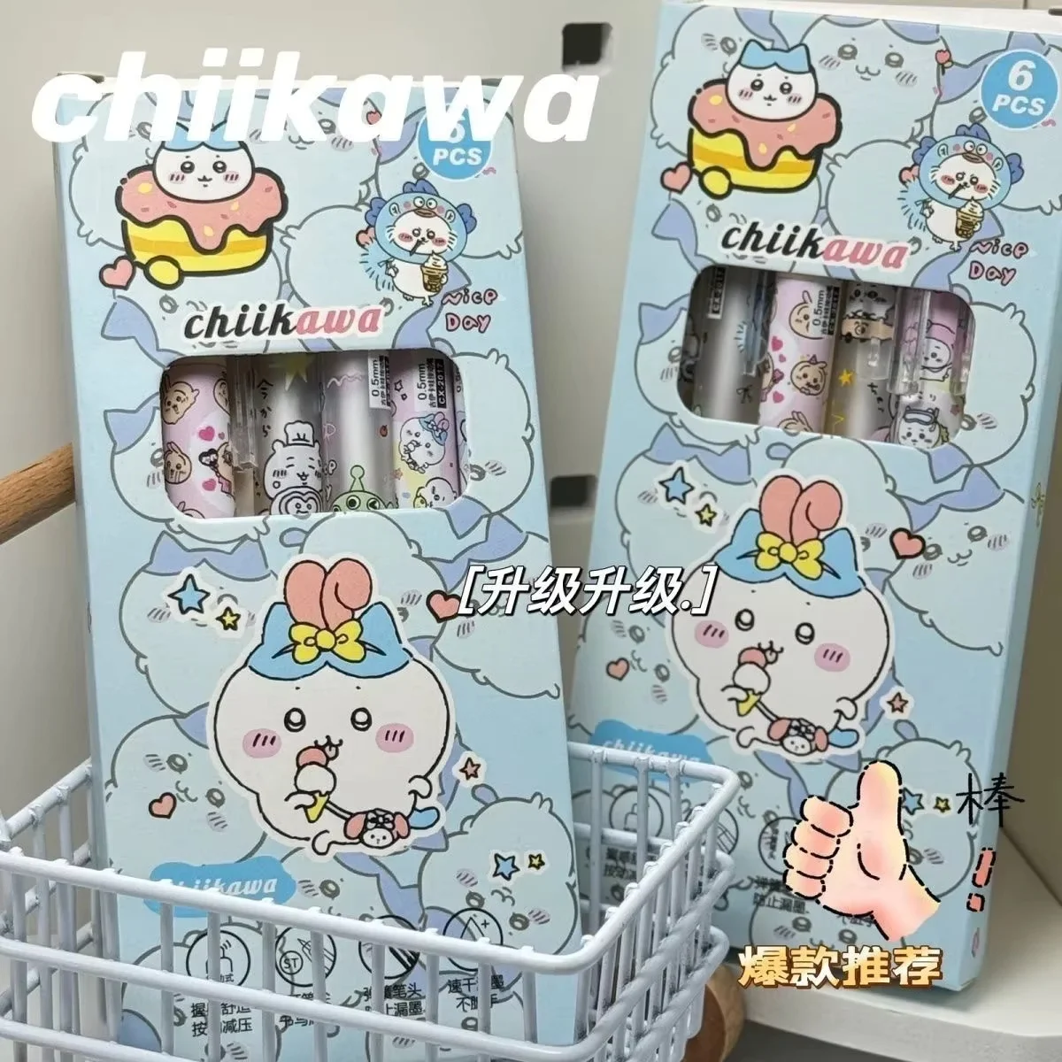 6er-Set Chiikawa Gelstifte, Druckstifte, geschmeidiges Schreiben, 0,5 mm, schwarzer Signaturstift, Schülerbedarf, Großhandel, Schreibwaren-Geschenk – Detail 6