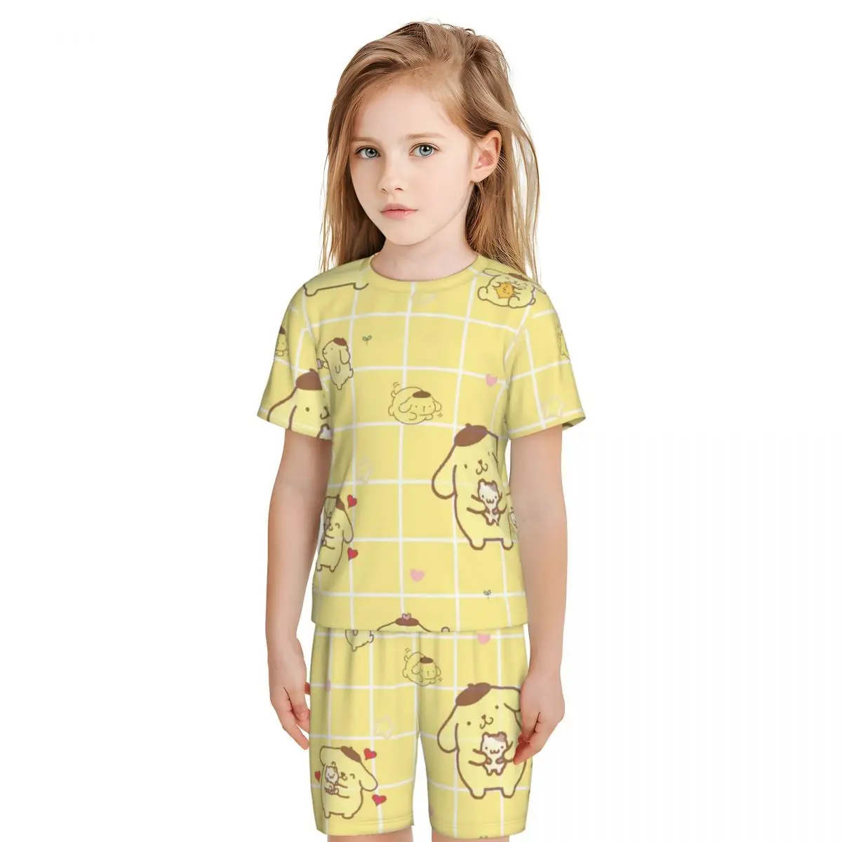 Sanrio Pompompurin New Summer Plus Size 4XL Pajamas Set for boys girls Nightwear