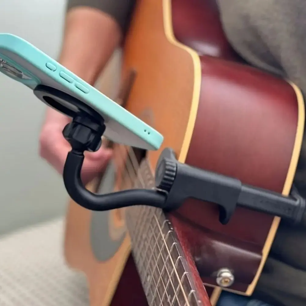 Adjustable Magnetic Guitar Phone Holder Non-slip with Clip Musical Instrument Phone Stand Hands-Free Easy To Install