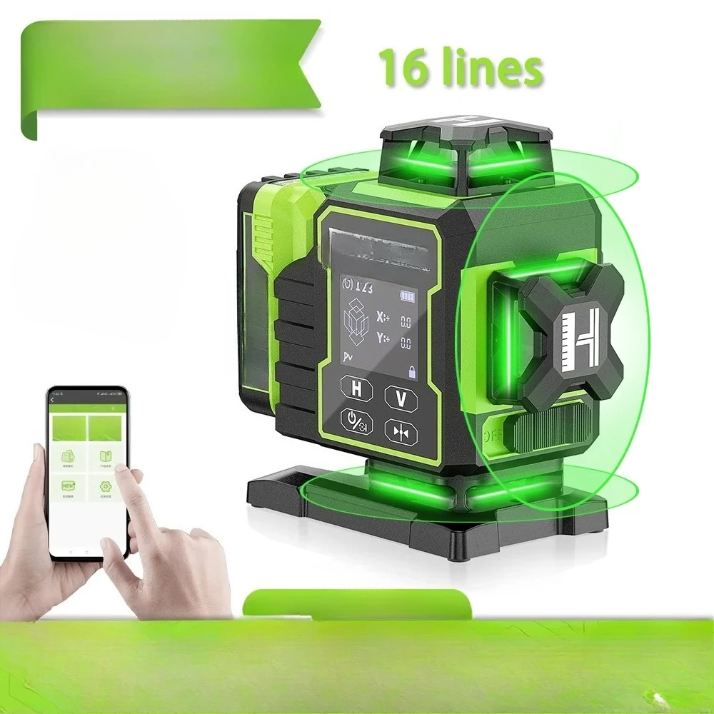 W04CG 4D 16 Lines green beam self-leveling LCD Touch Screen laser level with Remote Control& bluetooth control view 2