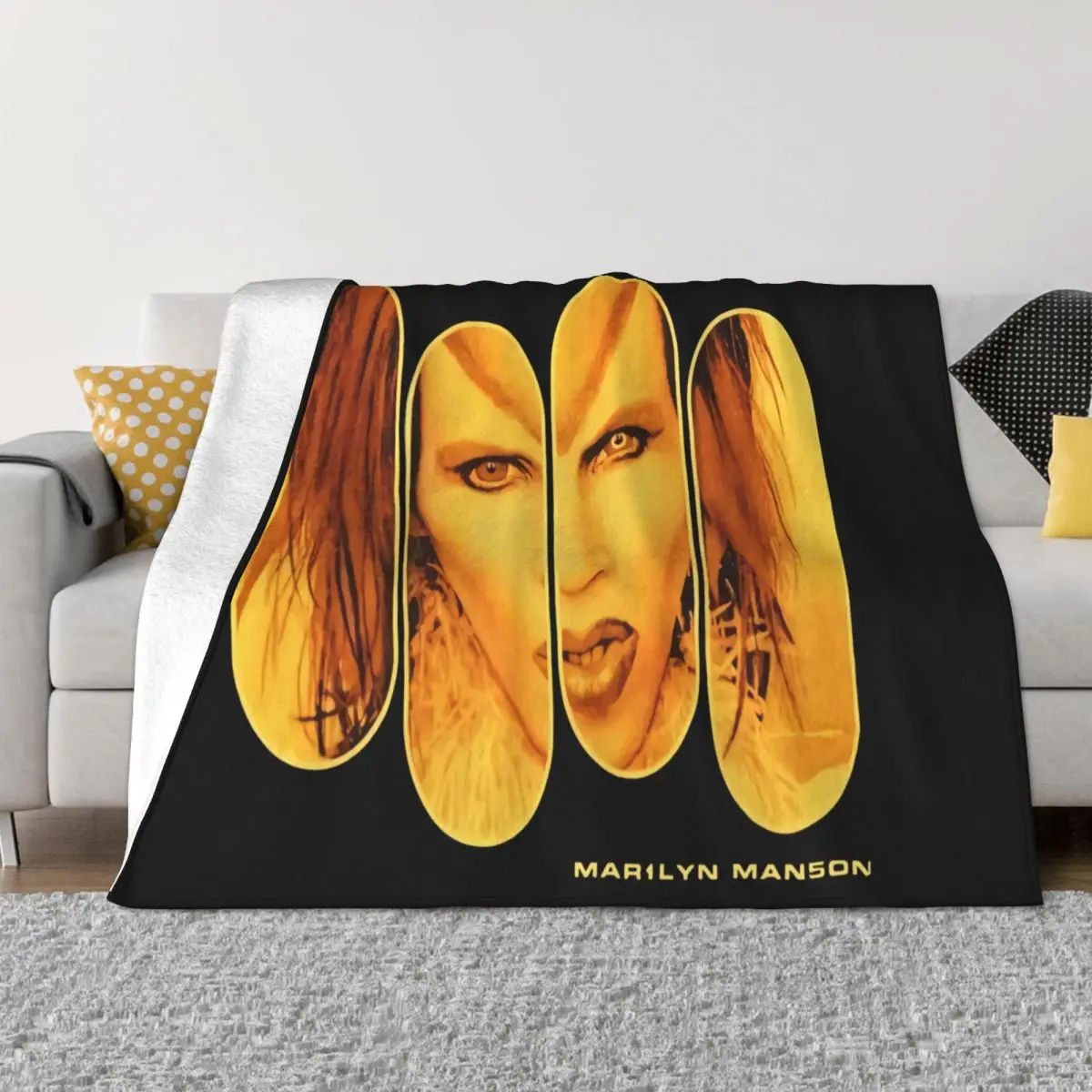 Marilyn Manson Rock Is Dead Pills Vintage Winterland Brand Reprint Pride Homme Throw Blanket