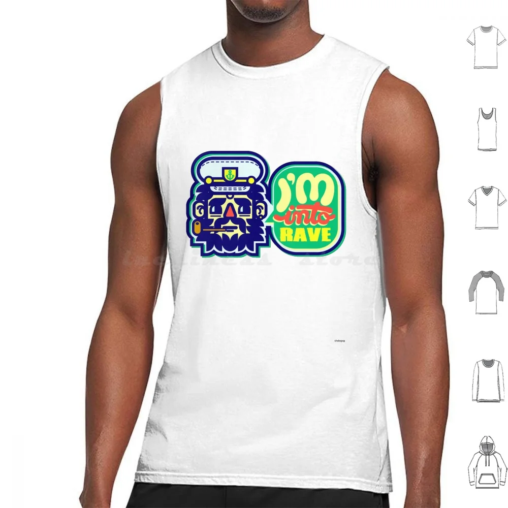 I'M Into Rave Tank Tops Print Cotton Hipster Rave Chobopop Imintorave Captain Pipe Anchor Beard Beardyman Techno Edm