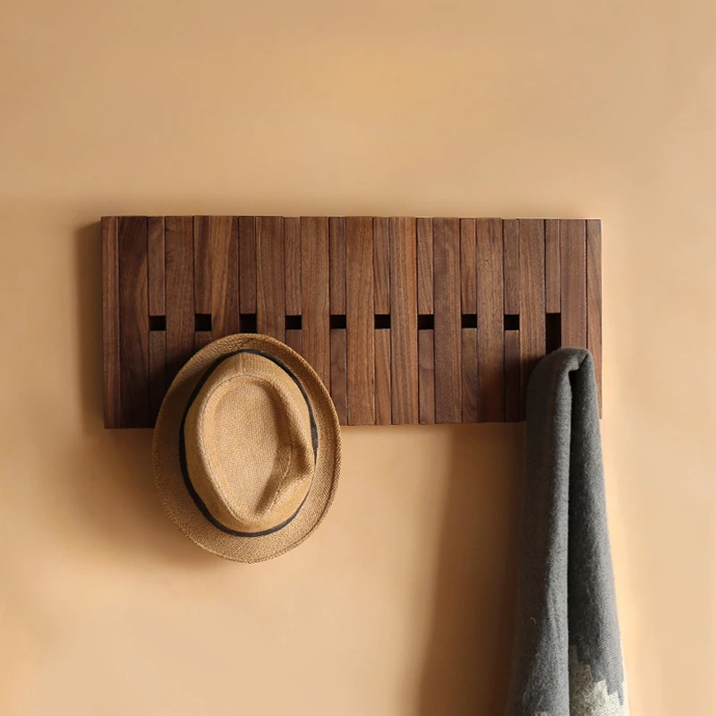 Solid Wood Wall Decoration Wall Clothes Hanger Storage Hook Double-deck Entrance Hall Bedroom Dressing Rooms Coat Hat Organizer