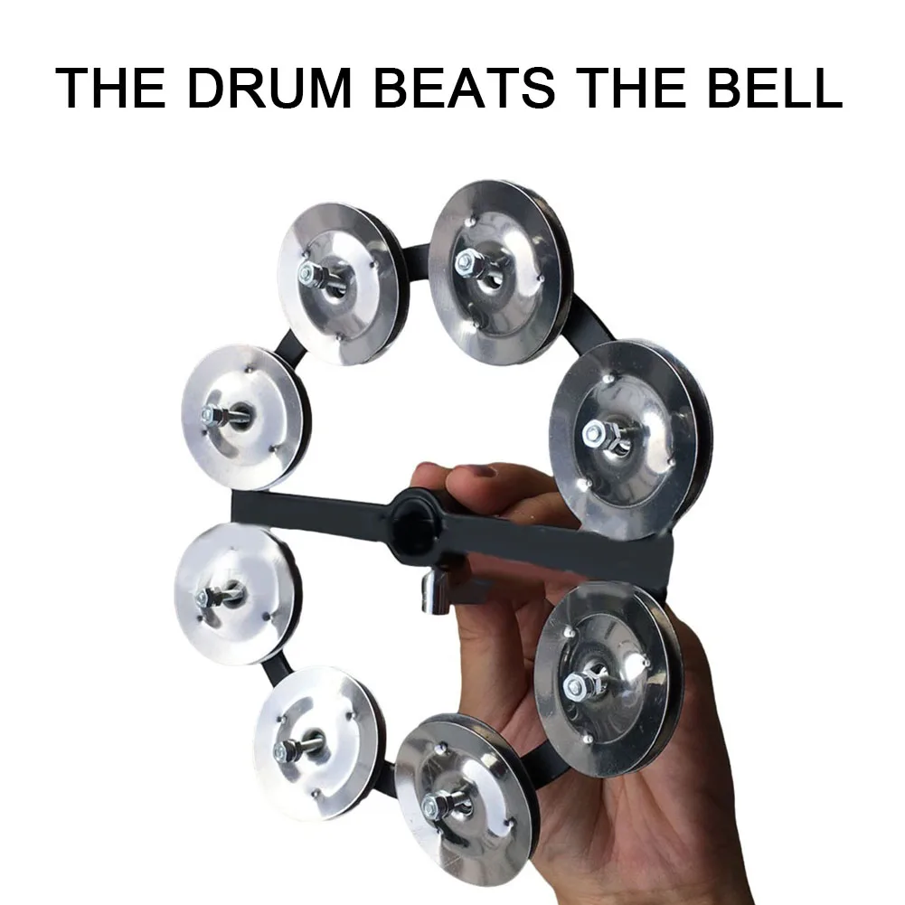 

Hi Hat Tambourine Bells Cymbals Drum Kits Parts Sets 210g Iron + Steel Musical Instrument Percussion Silver/black