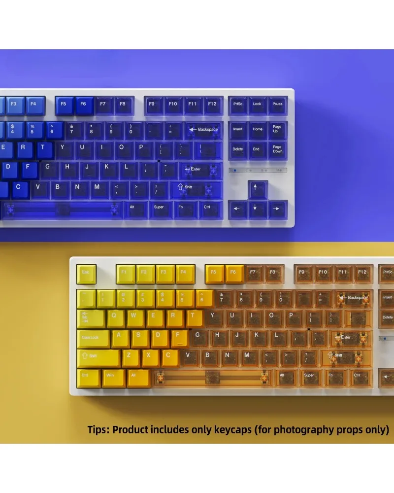 

Vibrant Gradient Transparent Keycaps Five-sided Sublimation Dual Color Full Set