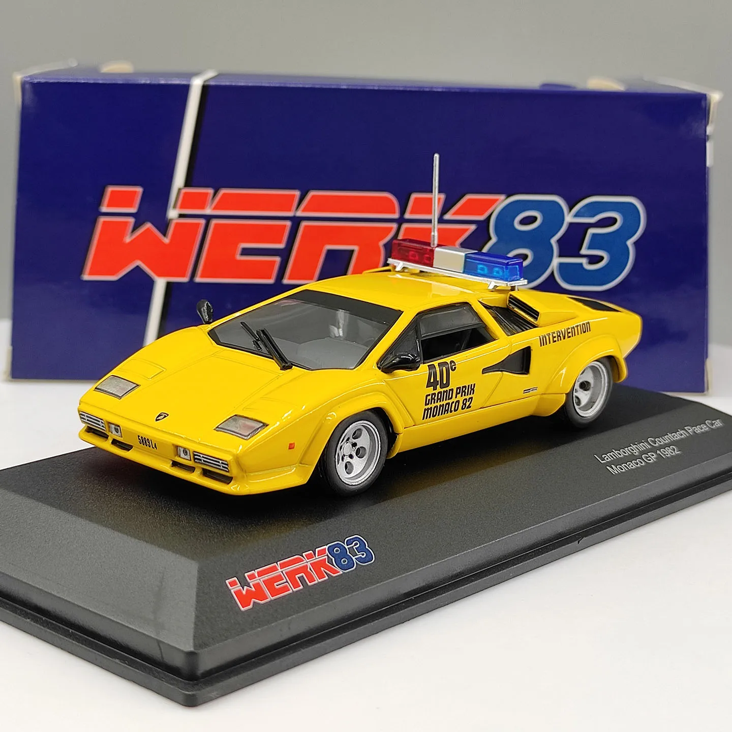 Diecast WERK83 1:43 Scale Lamborghini Countach Safety Car Monaco Grand Prix 1982 Alloy Car Model