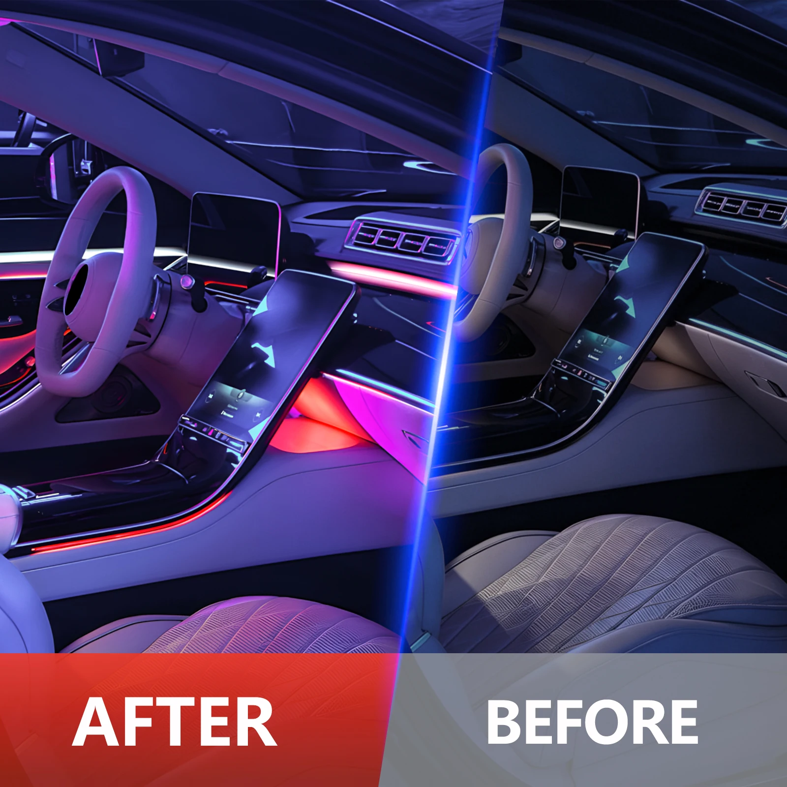 6-in-1 LED Auto-Innenraum-Ambientebeleuchtung Fußraum-Dekorationslampen 12V RGB Atmosphärenlampen-Set mit APP-Steuerung Innenraumbeleuchtung – Detail 4