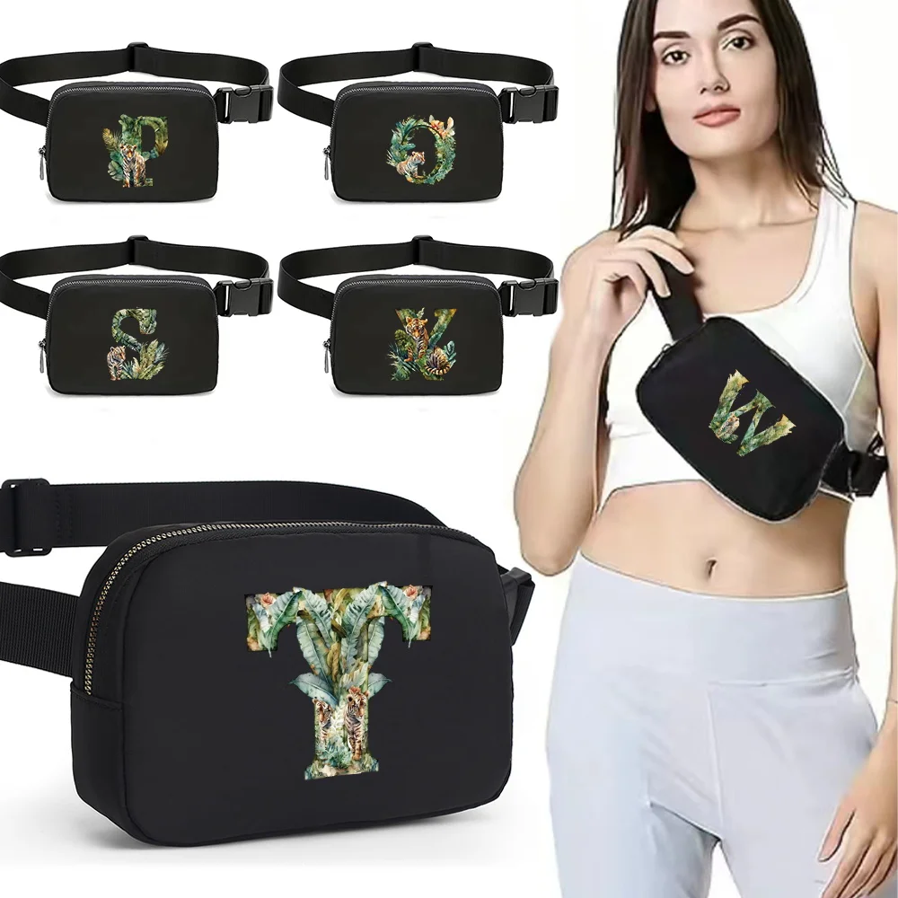 

Waist Bag Women Waterproof Purse Pocket Casual Cross Bag Printing Jungle Tiger Series Adjustable Strap Sports Organizer Bags