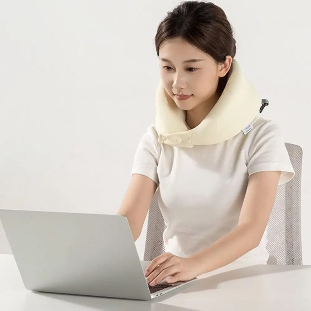 

Lightweight Resilient Travel Neck Pillow Removable Soft U-shaped Pillow Space-saving with Storage Box Headrest Outdoor