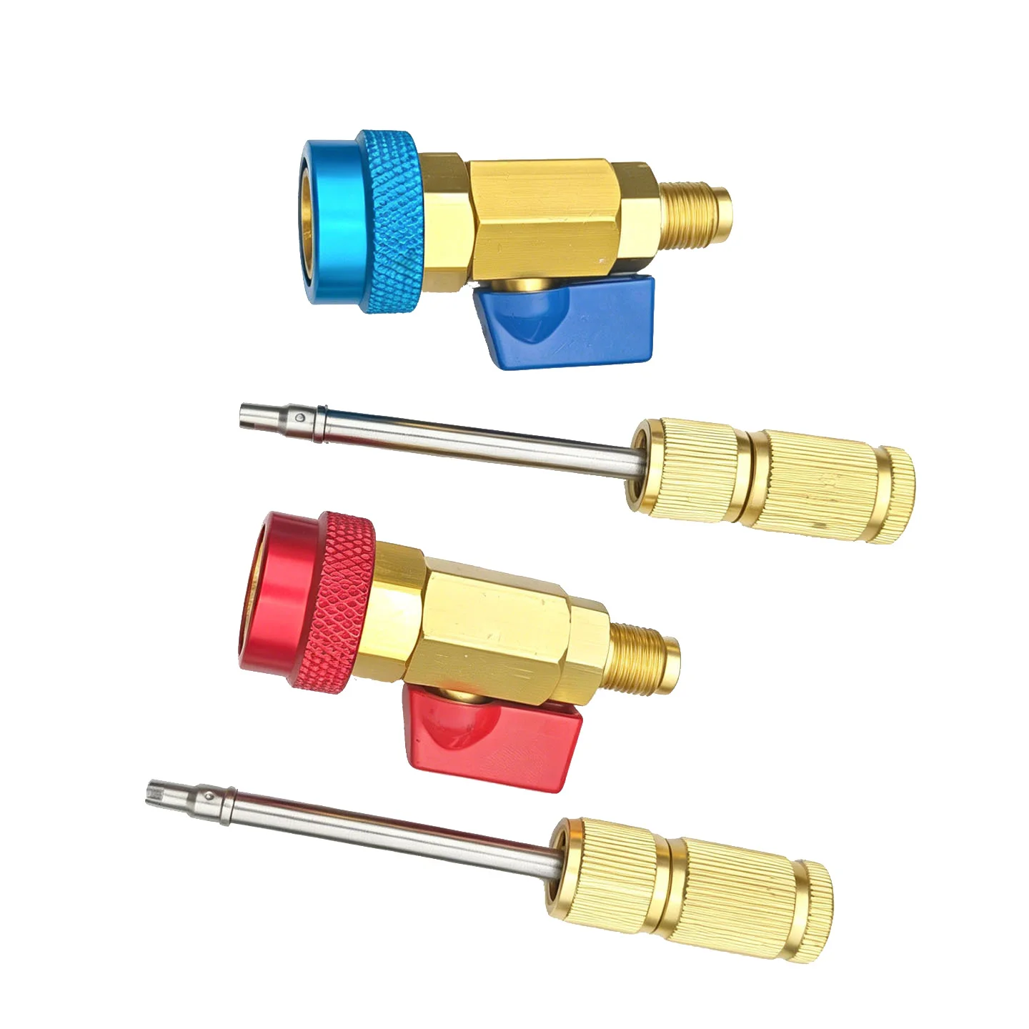 AC Refrigeration Valve Core Removal Tool Set for R134a Systems Pressure Safe Shut Off Design Brass Construction