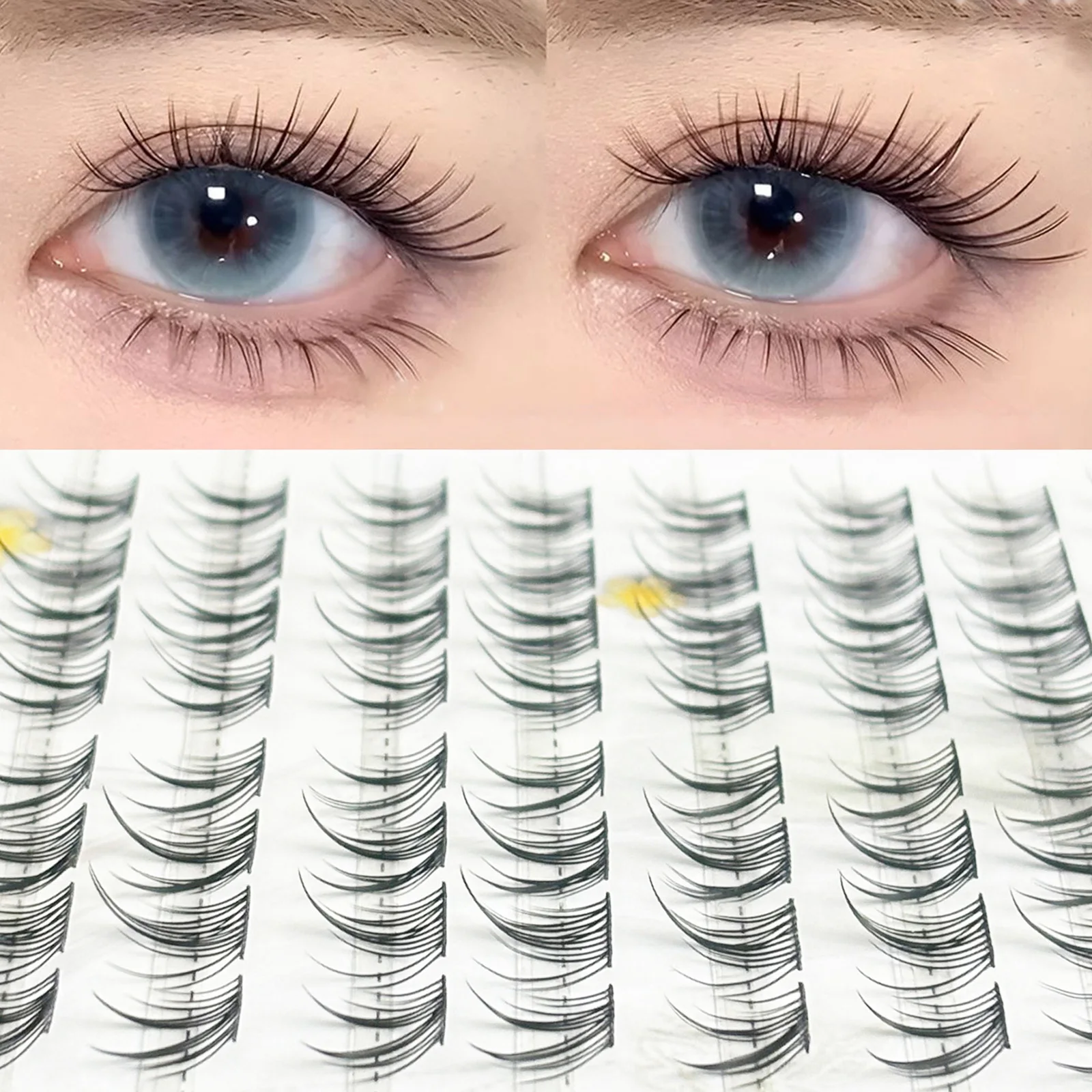 개별 클러스터 인조 속눈썹 연장 C-컬 내추럴 샤이니 파이버 속눈썹 데일리 메이크업용
