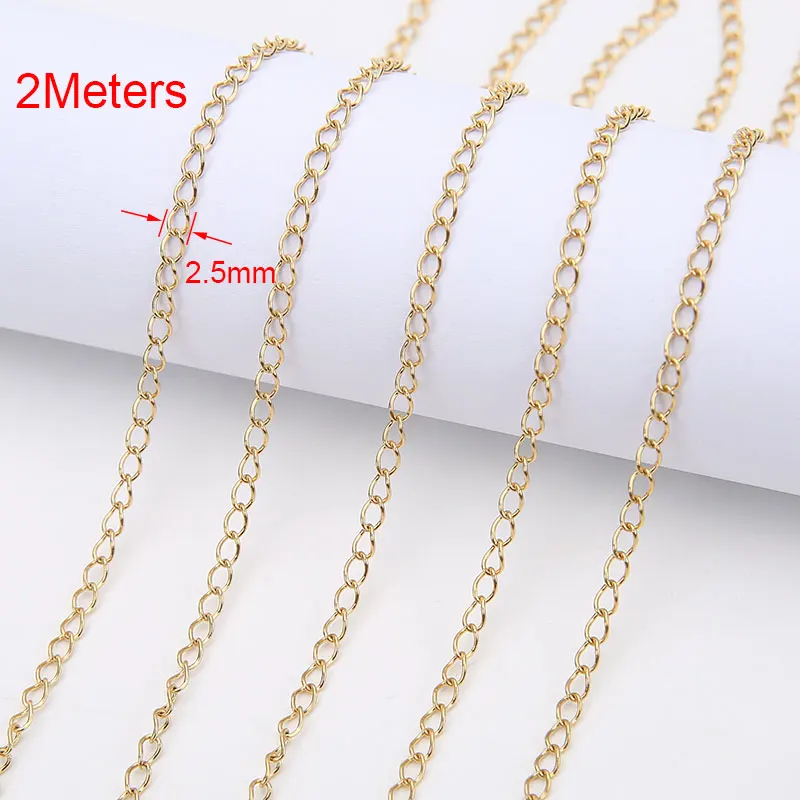 2/5meters Stainless Steel Extension Extender Chains Bulk Dia 2.5mm Necklace Chains Lot for Diy Bracelet Supplies Jewelry Making