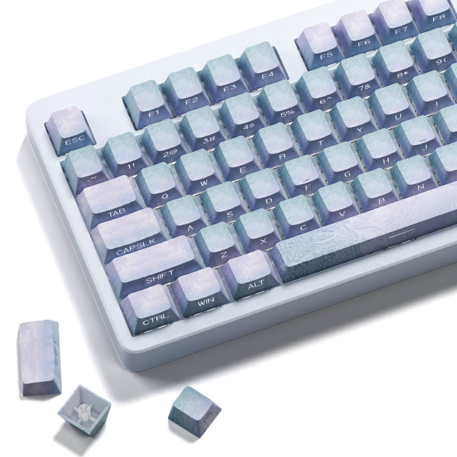 QBYI Through Keycaps Side Print Cherry Double Shot Dye Sublimation PBT Keycaps 135 Keys