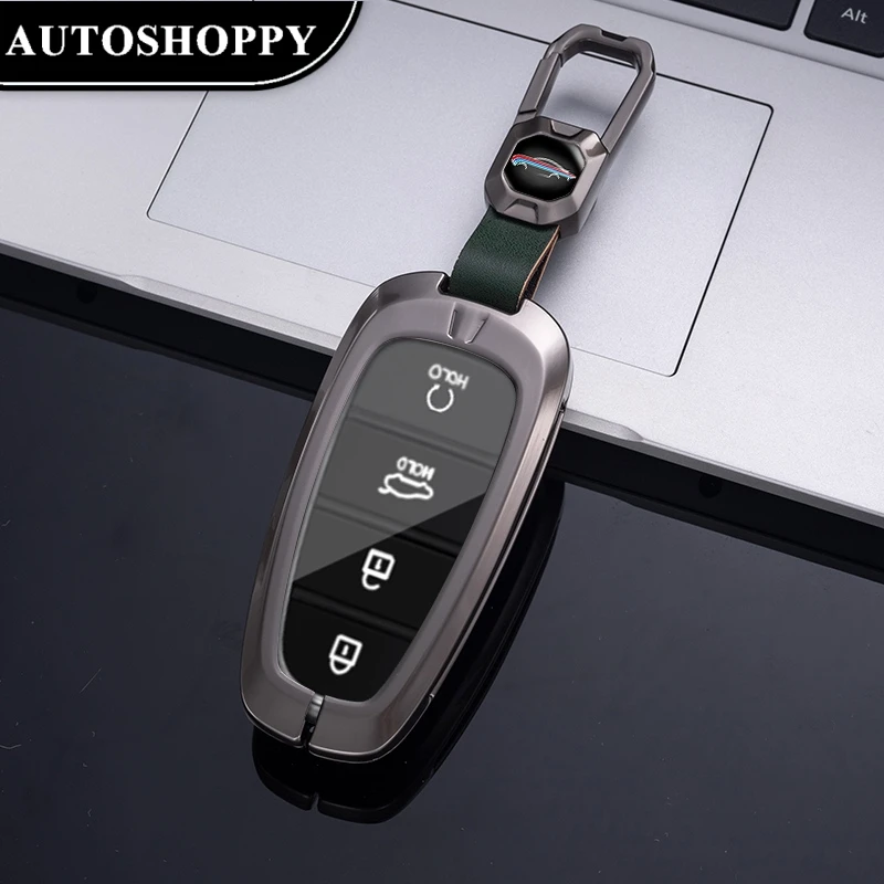 

New Metal Alloy Car Key Cover for Hyundai Santa Fe Tucson 2022 NEXO NX4 Atos Solaris Prime2021 4 5 Button Premium Key Case