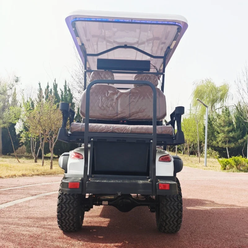 60V 72V Lithium Battery Electric Golf Cart Street Legal 6 Seat Golf Carts 14-Inch Tires Seat With Headrest Foot Pedal Sound Bar