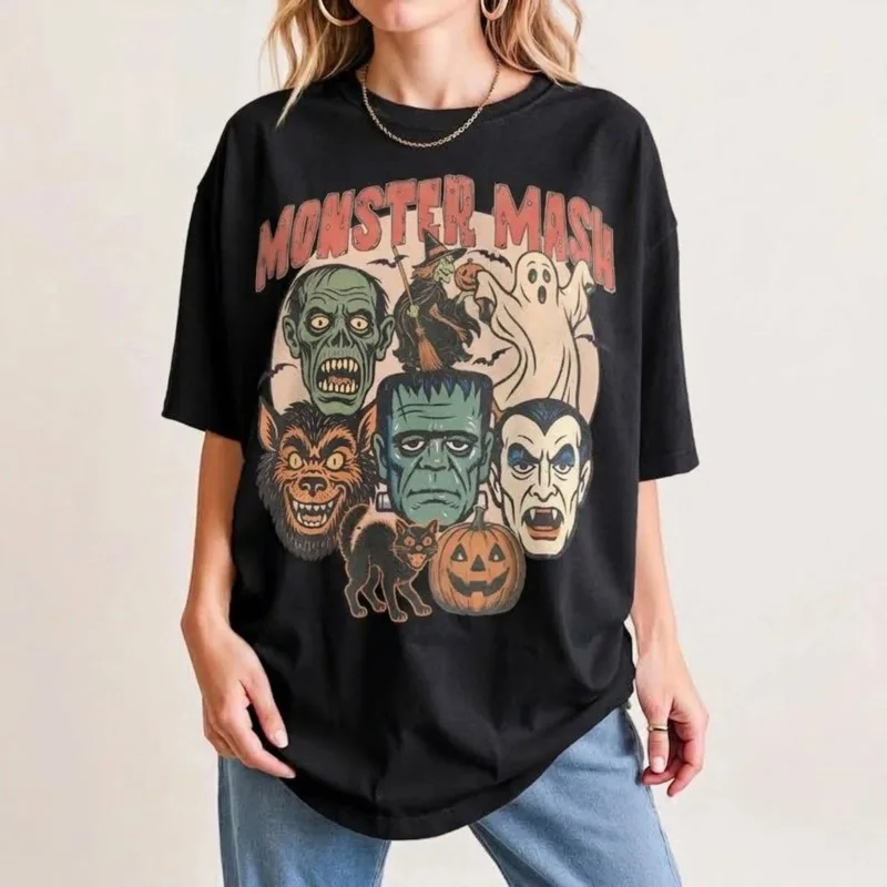 Camissa Monster Marsh: Memories After Halloween - T-shirt, Summer New Style, All Seasons Suitable for Men and Women Same T-shirt