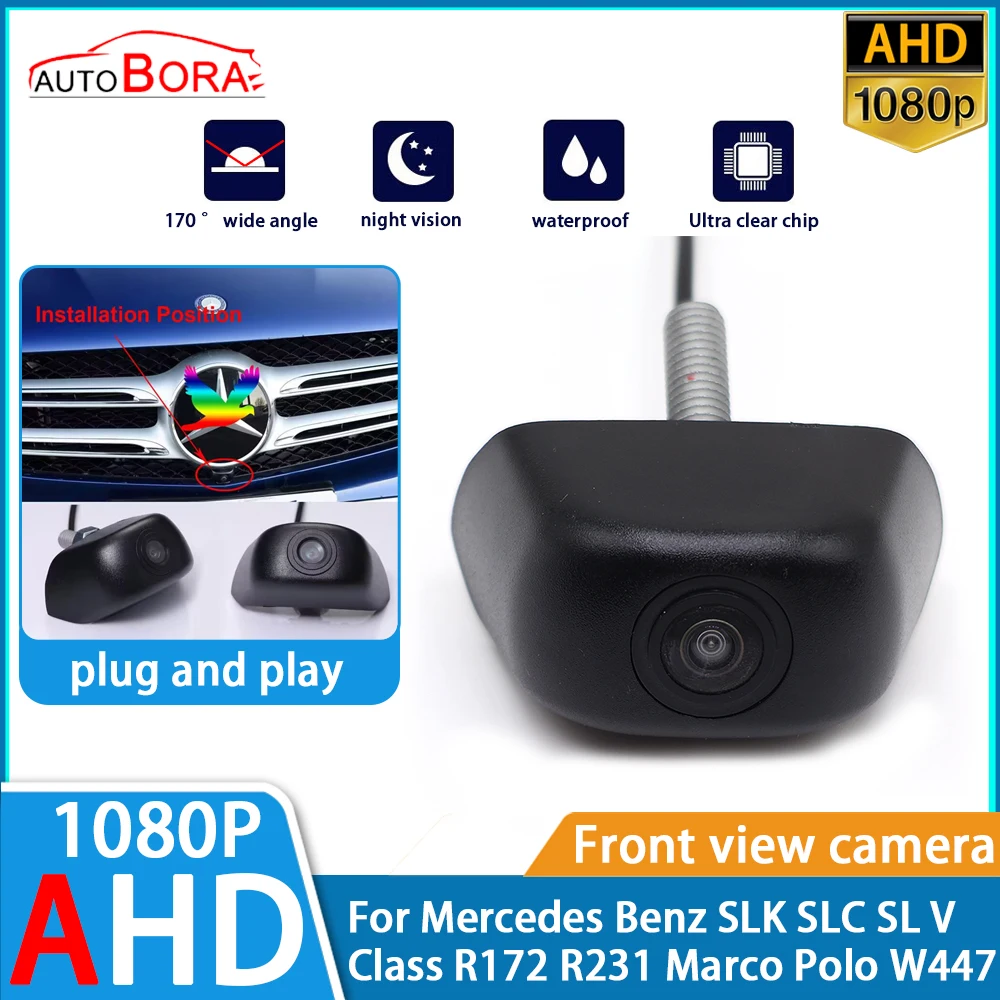 ZhuCamX Ultra Clear Night Vision LOGO Parking Front View Camera For Mercedes Benz SLK SLC SL V Class R172 R231 Marco Polo W447