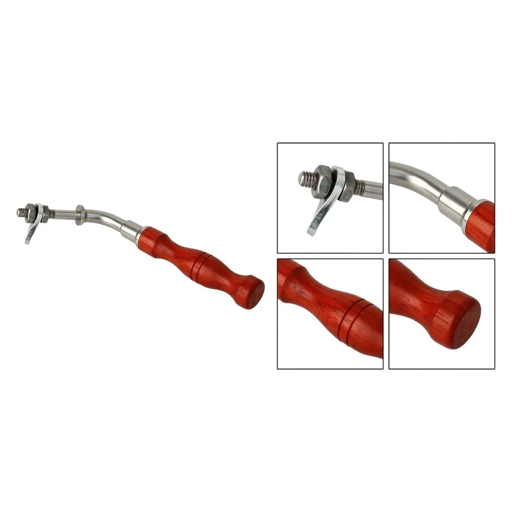 Fireplace Door Handle 15.6cm Red Pear Wood Stainless Steel Heat Resistant Grip For Boiler Stove Replacement Parts Hardware