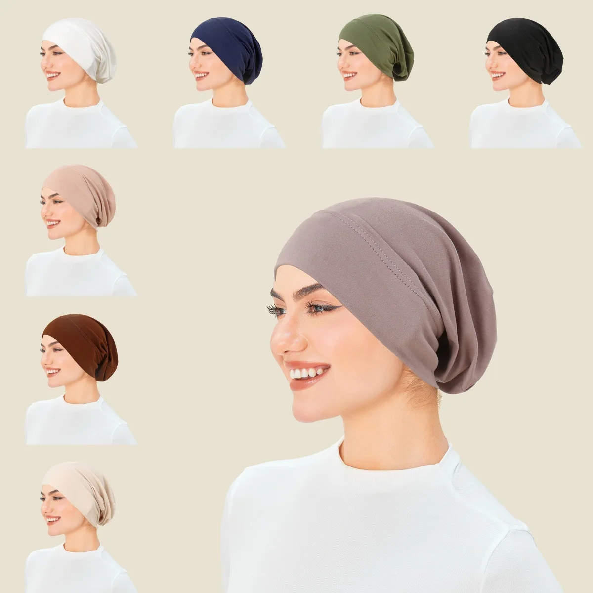 

Elastic Cotton Innercaps Hats Woman Muslim Hijabs Underscarf Streth Inner Hijab Caps Soft Bonnet Female Beanie Islam Turban