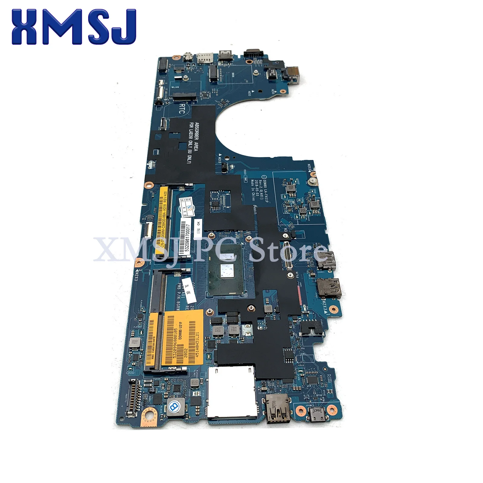 XMSJ For Dell Latitude 15 5590 Laptop Motherboard CN-04H855 0XPMY5 DDM80 LA-F411P Mainboard W/ I3 I5 I7 7th Gen Or 8th CPU