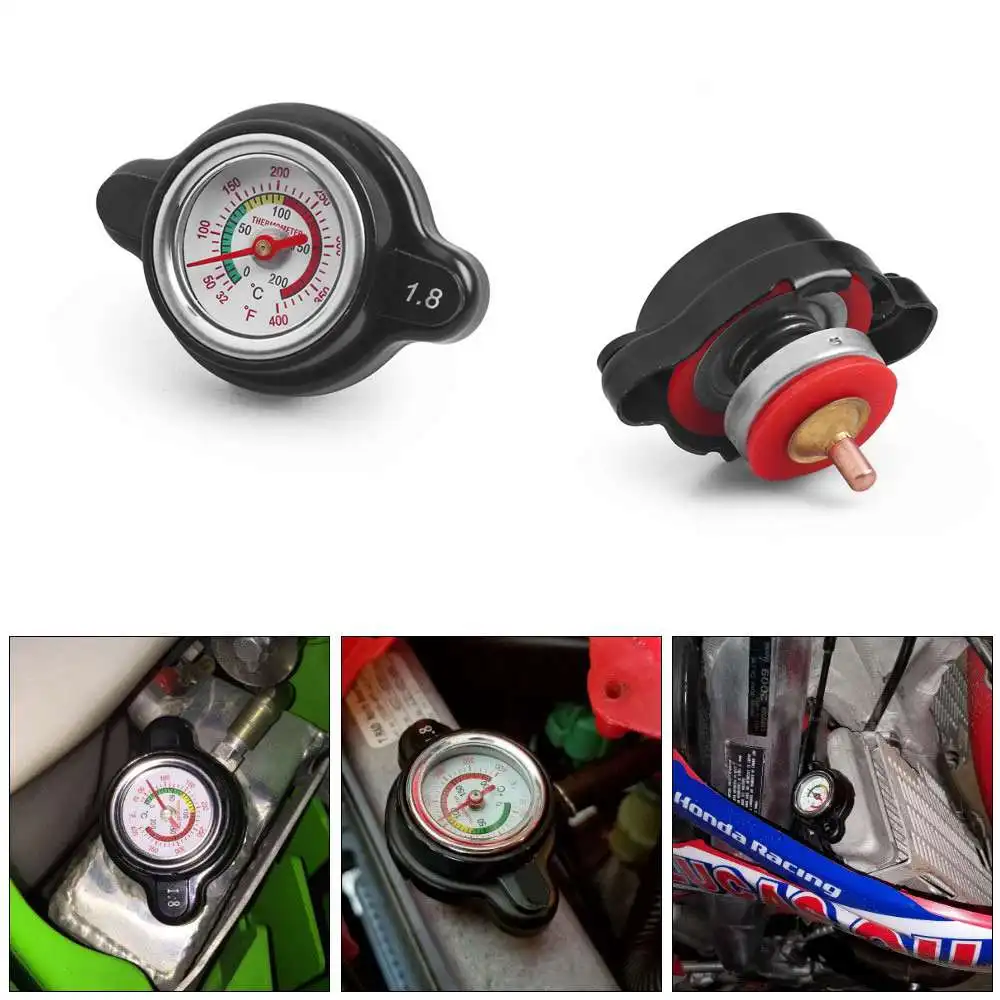 1.8bar High Pressure Radiator Cap Temperature Gauge For Honda Kawasaki Suzuki Yamaha Wr250r 