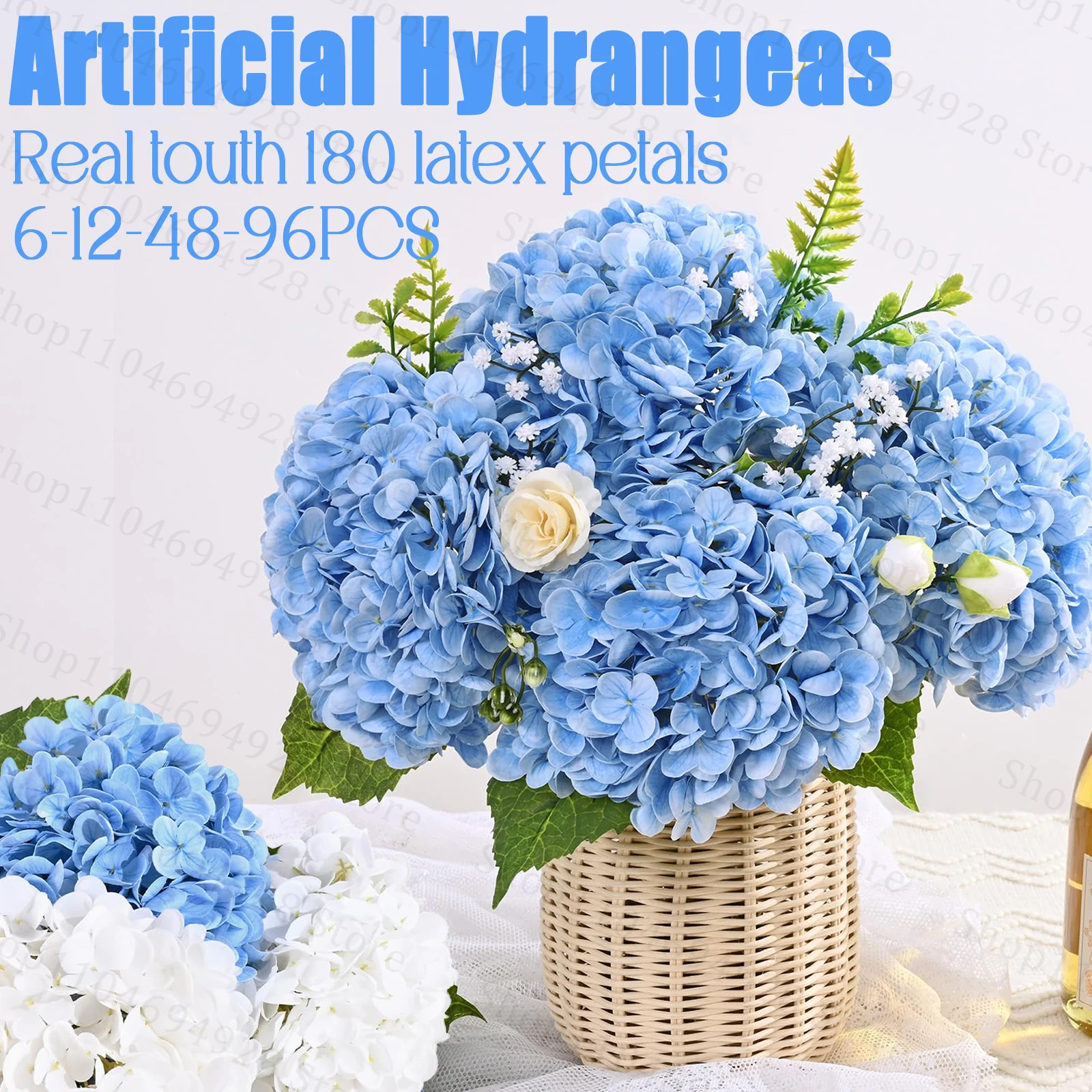 6-96 Uds. Hortensia Artificial 180 pétalos de látex completo flor de hortensia sintética para ramo de boda mesa arreglo Floral decoración del hogar