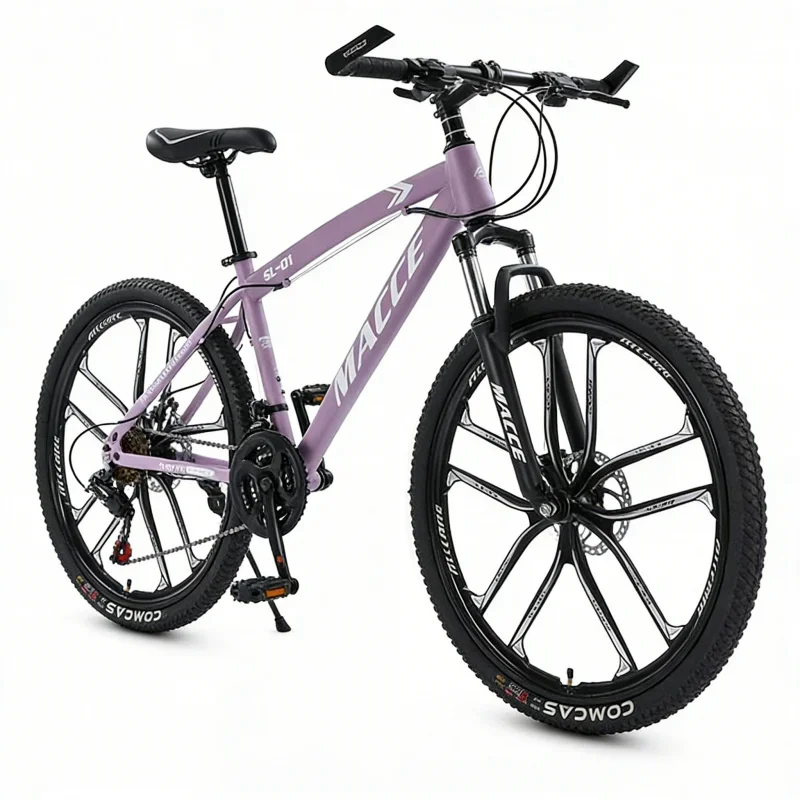 Purple 10-Speed High-End Mountain Bike 26-inch Adult Student Outdoor Bicycle with Shock Absorption And Gear Shift for Cycling S