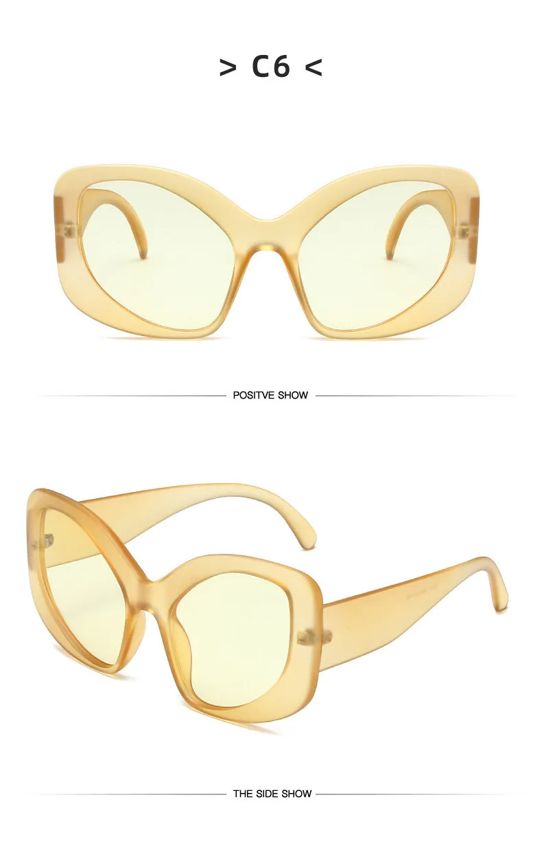 Vintage UV400 Unregelmäßige Schutzbrille Sport Sonnenbrille Y2K Shades Übergroße Sonnenbrille Wrap Around für Damen und Herren mit Metallscharnier – Detail 9