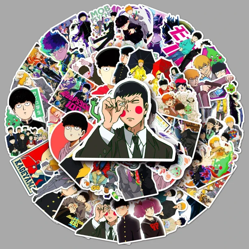 50/30/10PCS Shigeo Kageyama Anime Peripherals Notebook StickersMobile Phone Tablet Skateboard Appearance Decoration Waterproof