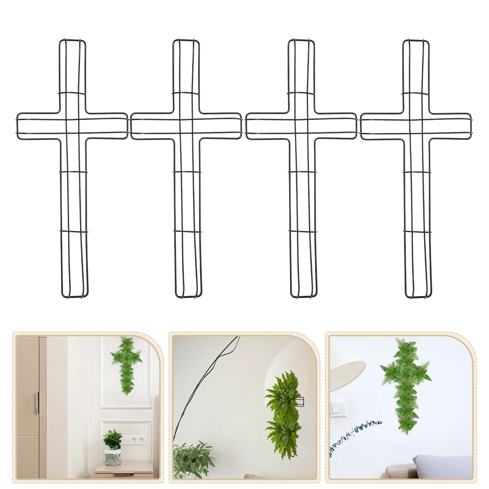 

4pcs Flower Iron Frame Metal Cross Frame Diy Wreath Making Tool For Holiday Christmas Decor Hanging Wreath Holder