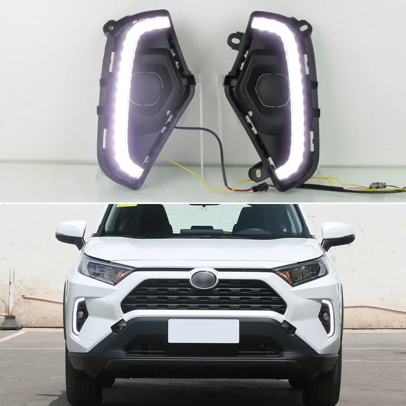 

2PCS LED Daytime Running Light For Toyota RAV4 RAV 4 2023 Dynamic Turn Signal Waterproof Car 12V LED DRL Lamp