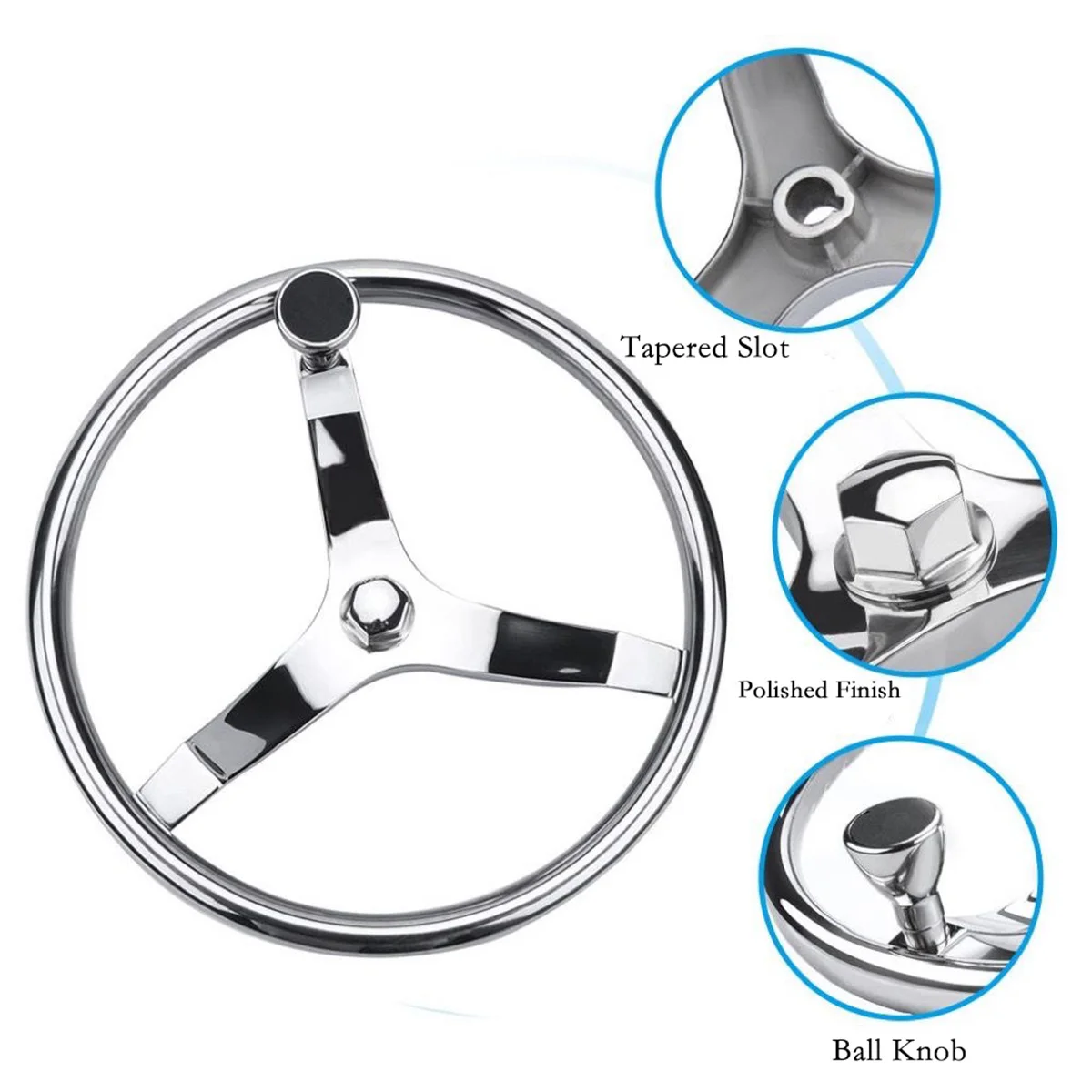 Premium Stainless Steel Marine Steering Wheel, Heavy-Duty Yacht & Sea Fishing Universal Boat Helm Wheel image 5