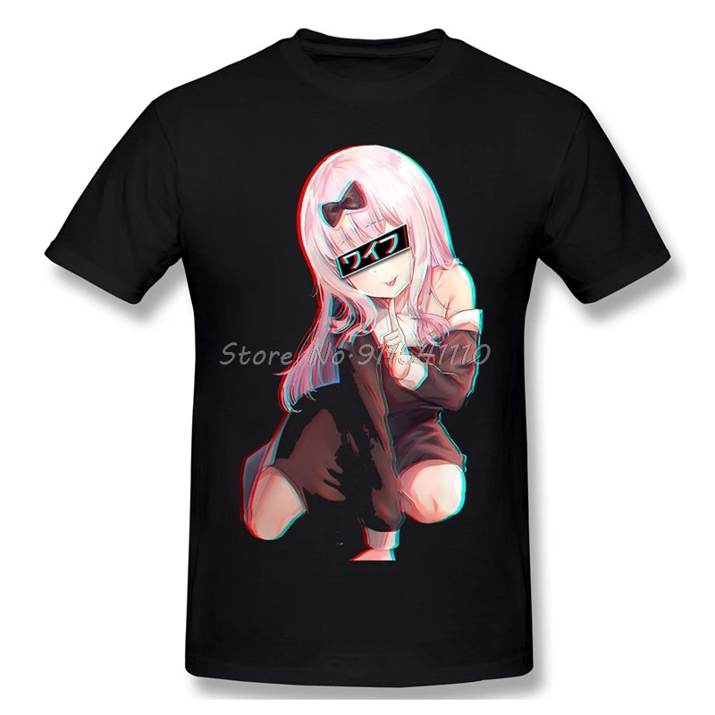 Hot Waifu T-Shirt Men Birthday Gifts Tees O Neck 100% Cotton Kaguya Sama Love Is War Miyuki Fujiwara Anime Clothes Humor TShirt