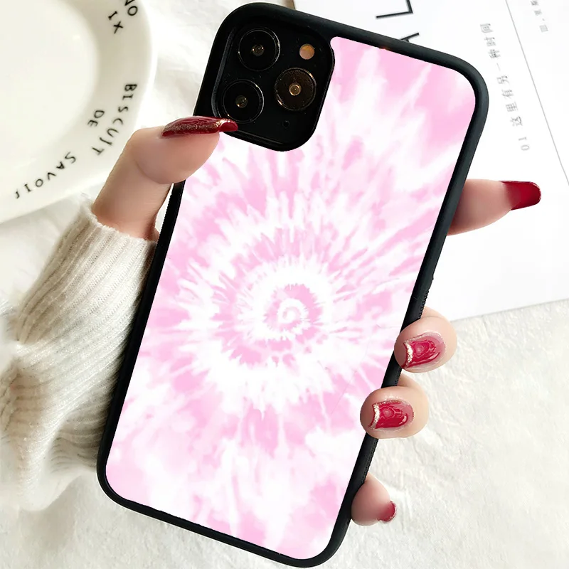 5 5S SE 2020 Phone Cover Case for iPhone 6 6S 7 8 PLUS X XS XR 11 12 13 MINI 14 PRO MAX Rubber Silicone Lighter Pink Tie Dye