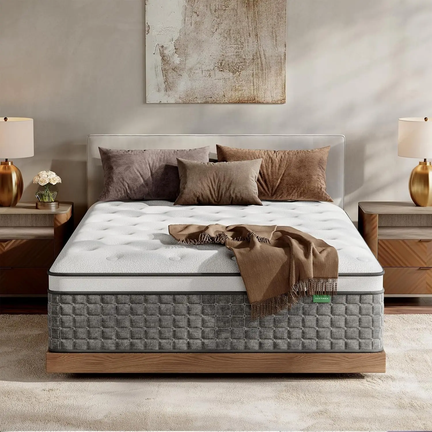 

Queen Size Mattress, Medium Firm 14 Inch Hybrid Mattress Queen Size in a Box - Memory Foam & Pocket Springs, Customized