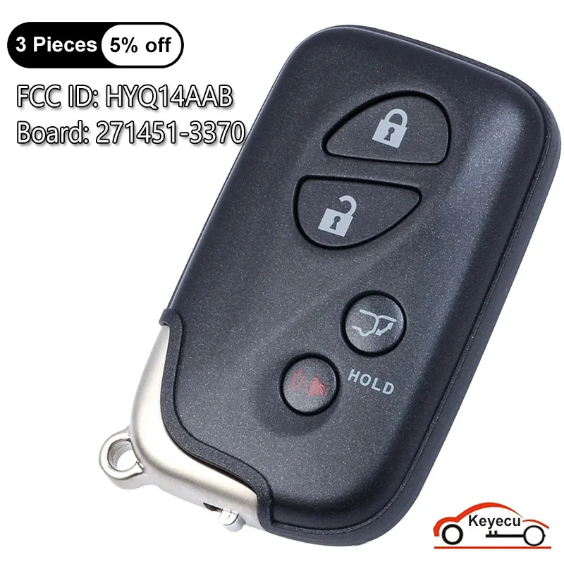 

KEYECU 4 Buttons 314.3MHz 433MHz for Lexus LX570 2008-2013 Auto Smart Remote Control Key Fob FCC ID: HYQ14AAB Board: 271451-3370