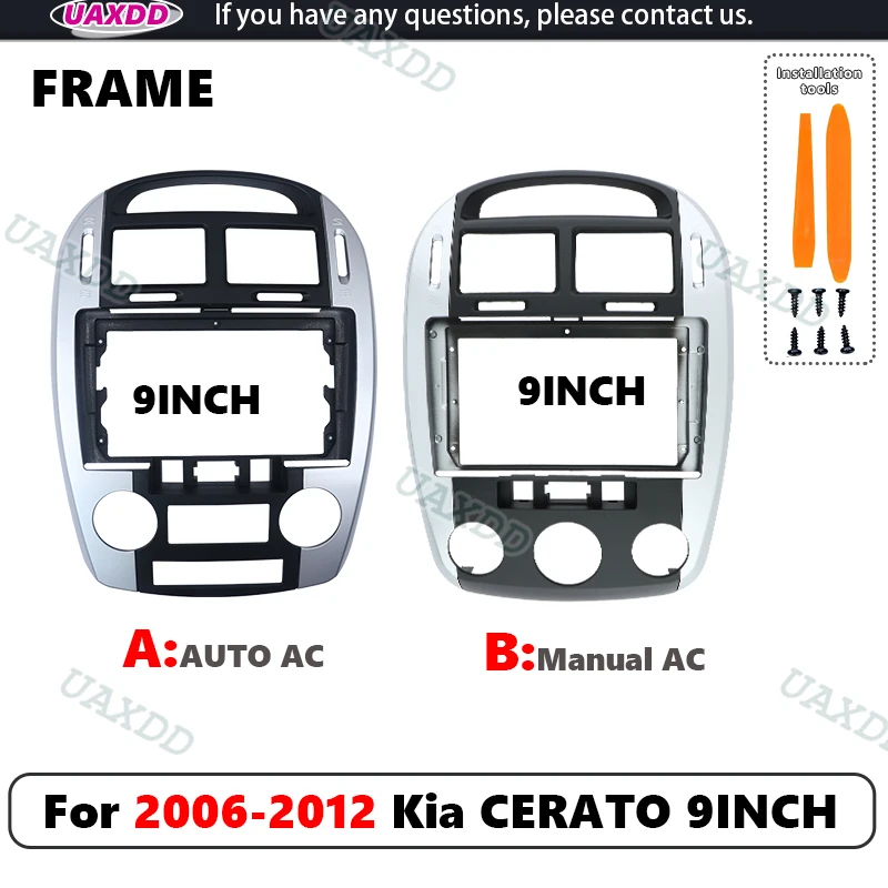 UAXDD 2Din Car Video Dashboard For 2006-2012 Kia CERATO 9INCH Radio Android Frame  Panel Automotive Center Console Fascia Canbus