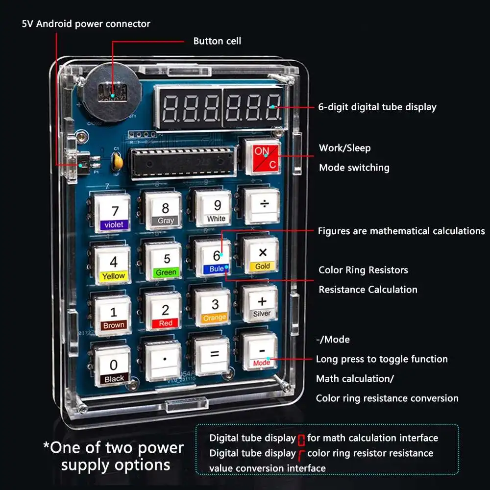 MUSTOOL DIY Electronic Kit Digital Tube Calculator DIY Kits 51 Microcontroller Training Experiment Welding Practice Accessories