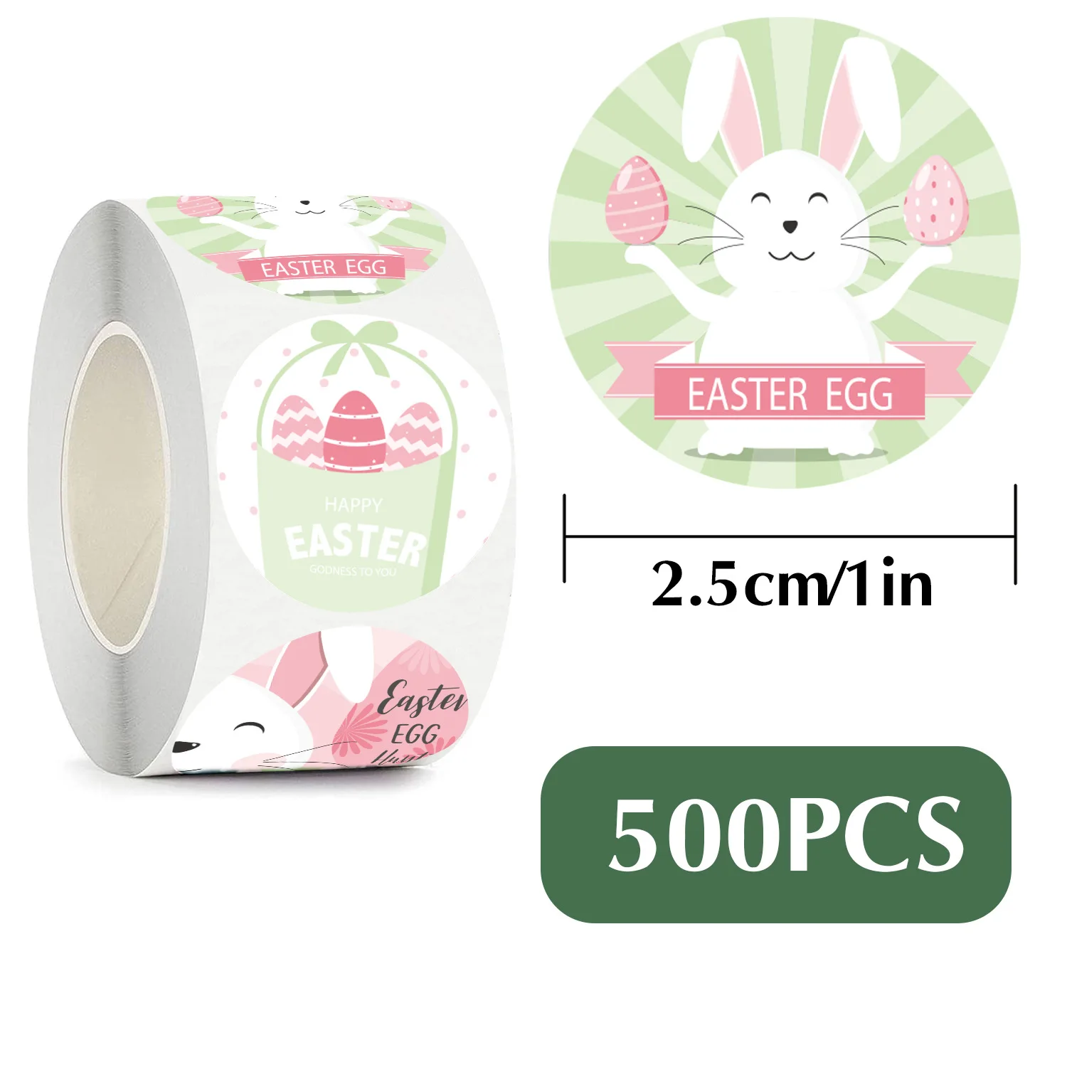 500Pcs Cute Round Easter Bunny Decorative Stickers Diary Doodles Scrapbooking Children's Gifts