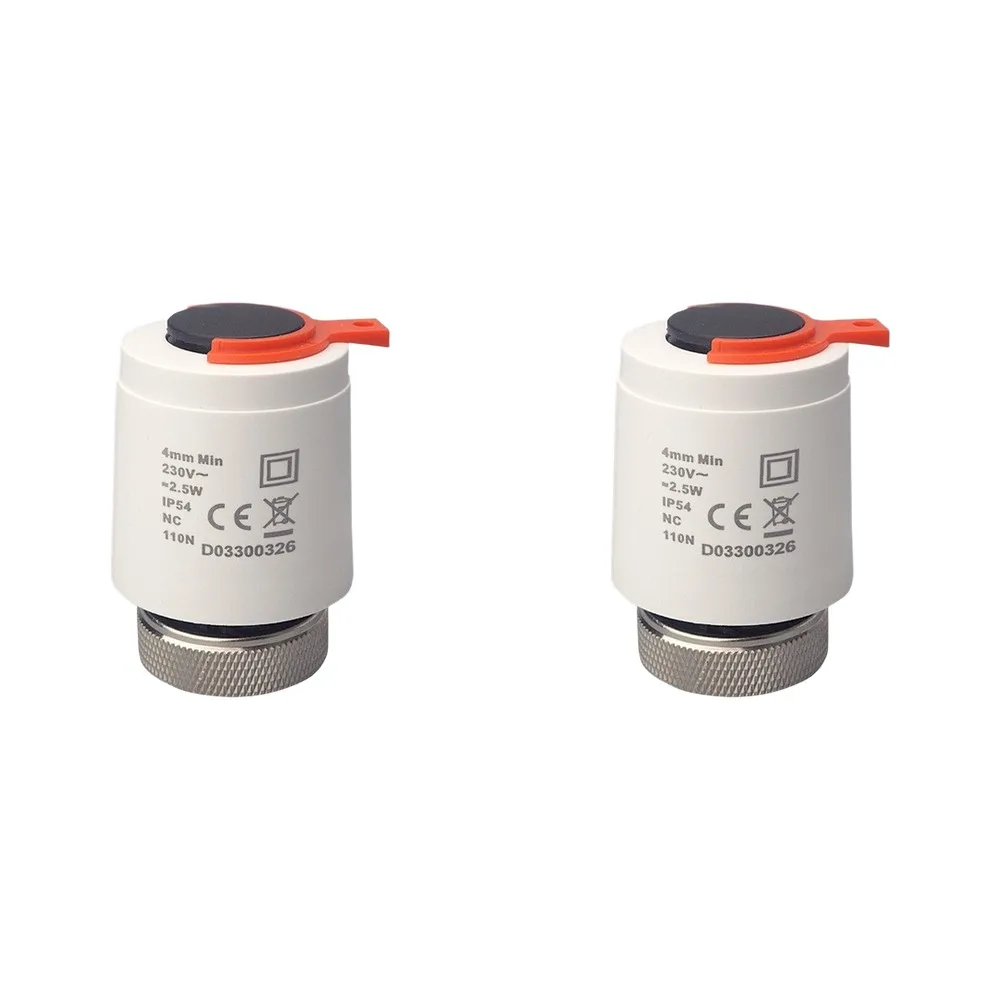 2PCS M30x1.5 Electric Actuator For Underfloor Heating Manifold Thermostatic Automatic Valve White ABS 150N Closing For Force