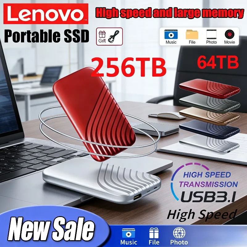 

Внешний высокоскоростной твердотельный накопитель Lenovo 2026 New USB3.1 Type-C, портативный SSD, 2 ТБ, 4 ТБ, 8 ТБ для ноутбуков и ПК