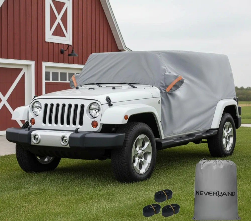 

Водонепроницаемый чехол на половину кабины для Jeep Wrangler, 2-дверный, 1987-2025 гг., с застежкой-молнией багажника, всепогодный, защита от солнца, дождя, снега и ультрафиолета